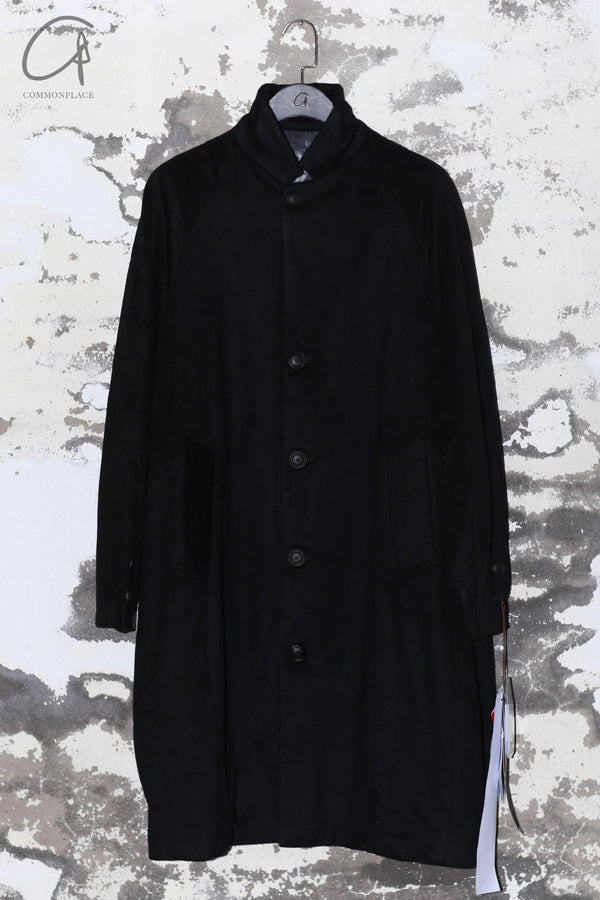 GEOFFREY B. SMALL Single-breasted cashmere lapel coat Silk lining Unisex GBS-CLC02special-SYHHSHH-F Hand-dyed black / black floral print lining CLC02